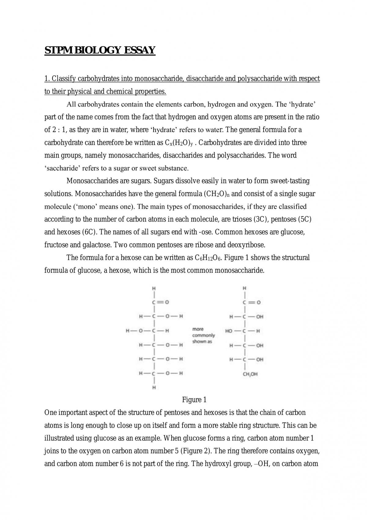 STPM Biology Essay Chapter 1 - Carbohydrates - Page 1