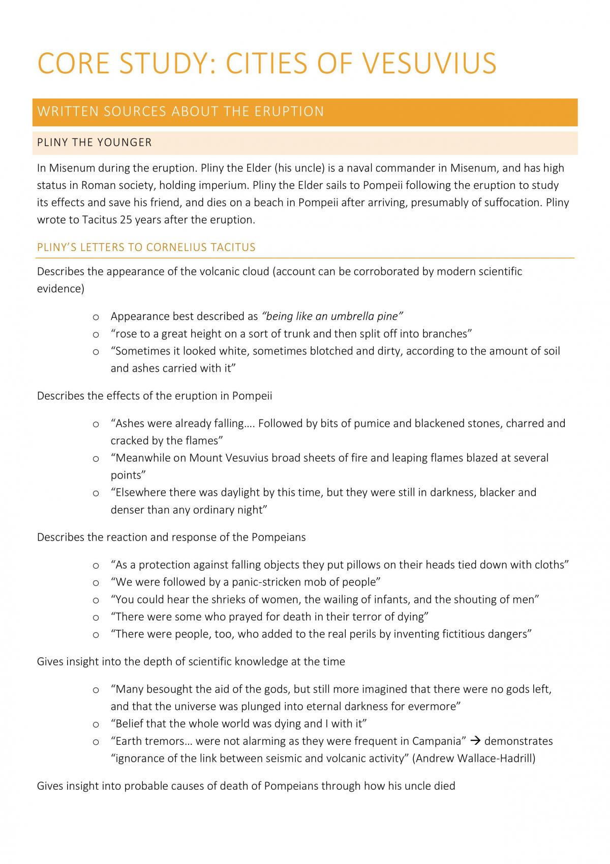 HSC Ancient History Cities of Vesuvius Complete Notes  - Page 1