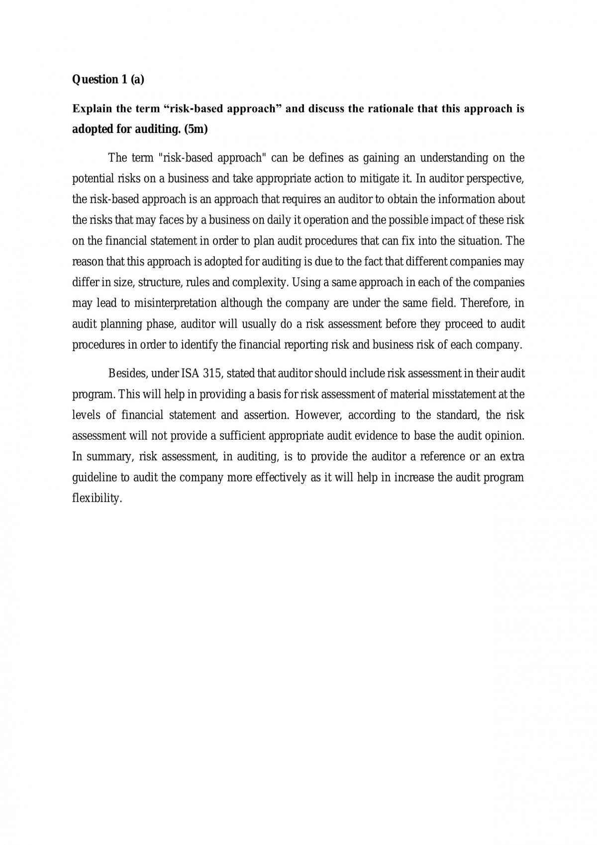 Audit II Assignment - Page 1