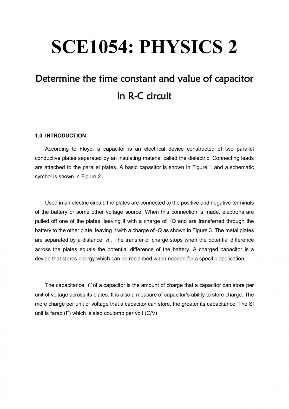 Determine the time constant and value of capacitor in R-C circuit - Page 1