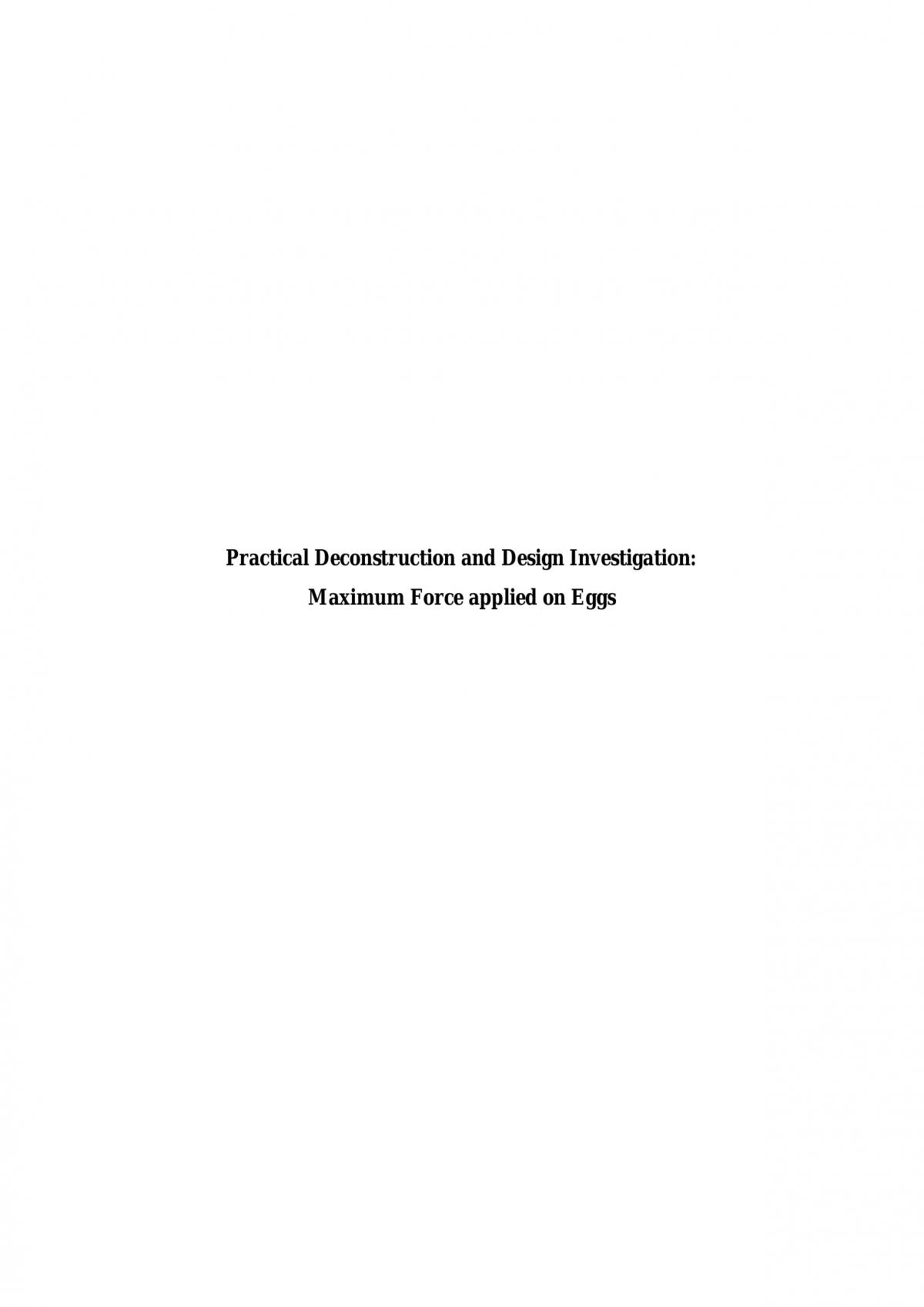 Physics Practical Deconstruction on Maximum Force applied on Egg - Page 1