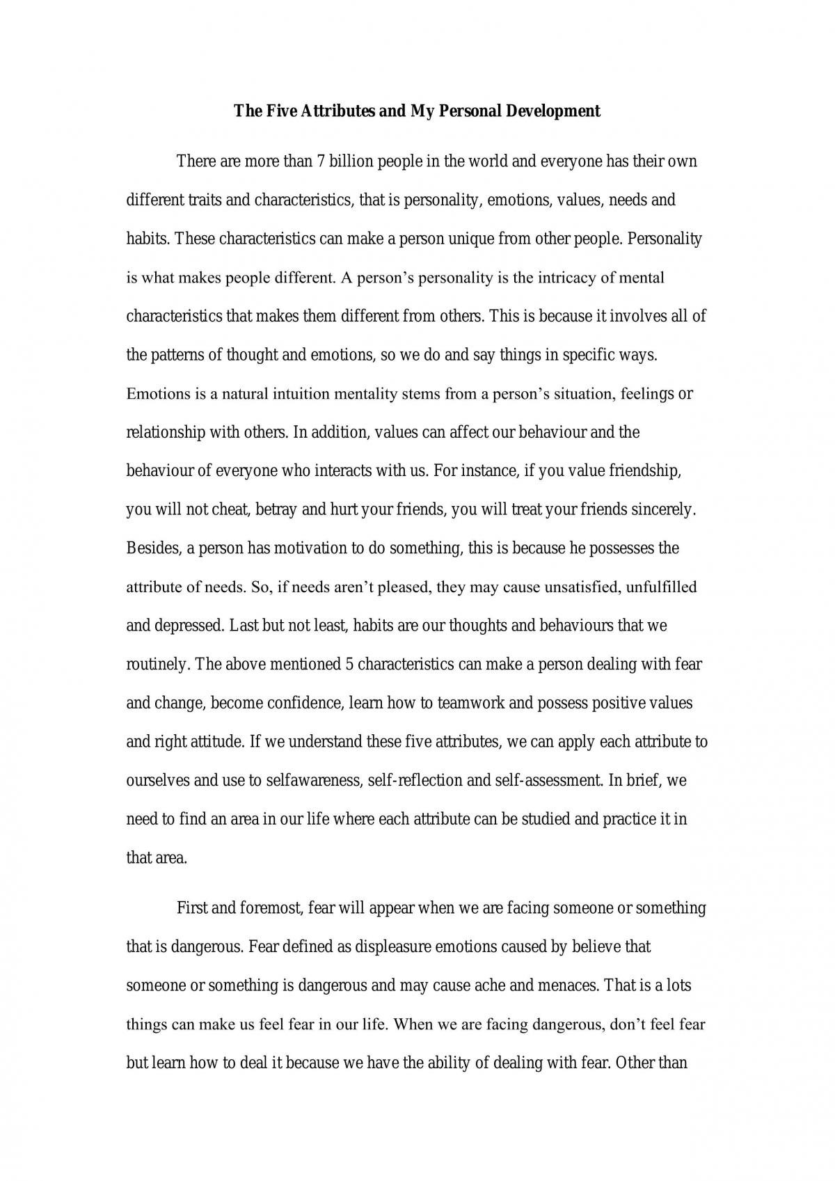 The Five Attributes and My Personal Development - Page 1