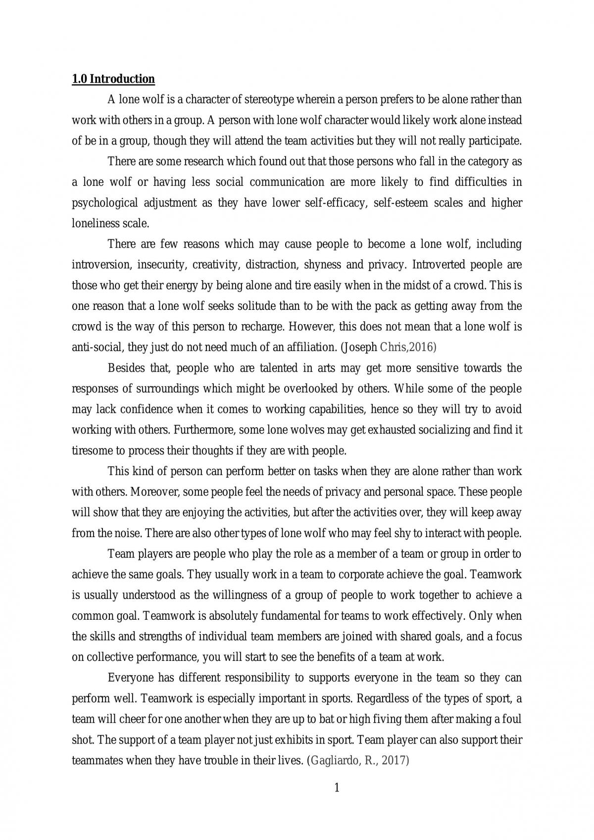 Organisational Behavior Assignment -  Lonewolf - Page 1