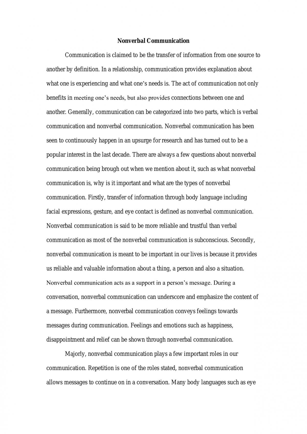 Nonverbal Communication - Page 1