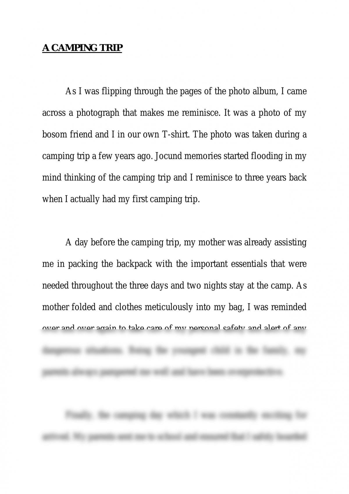 essay for camping trip