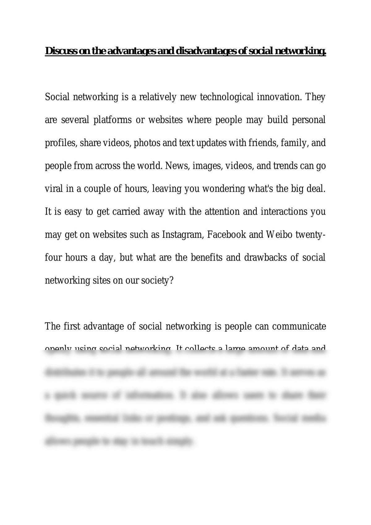 merits and demerits of social networking essay