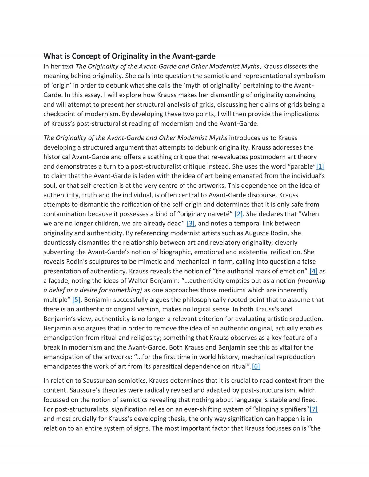 What is Concept of Originality in the Avant-garde - Page 1