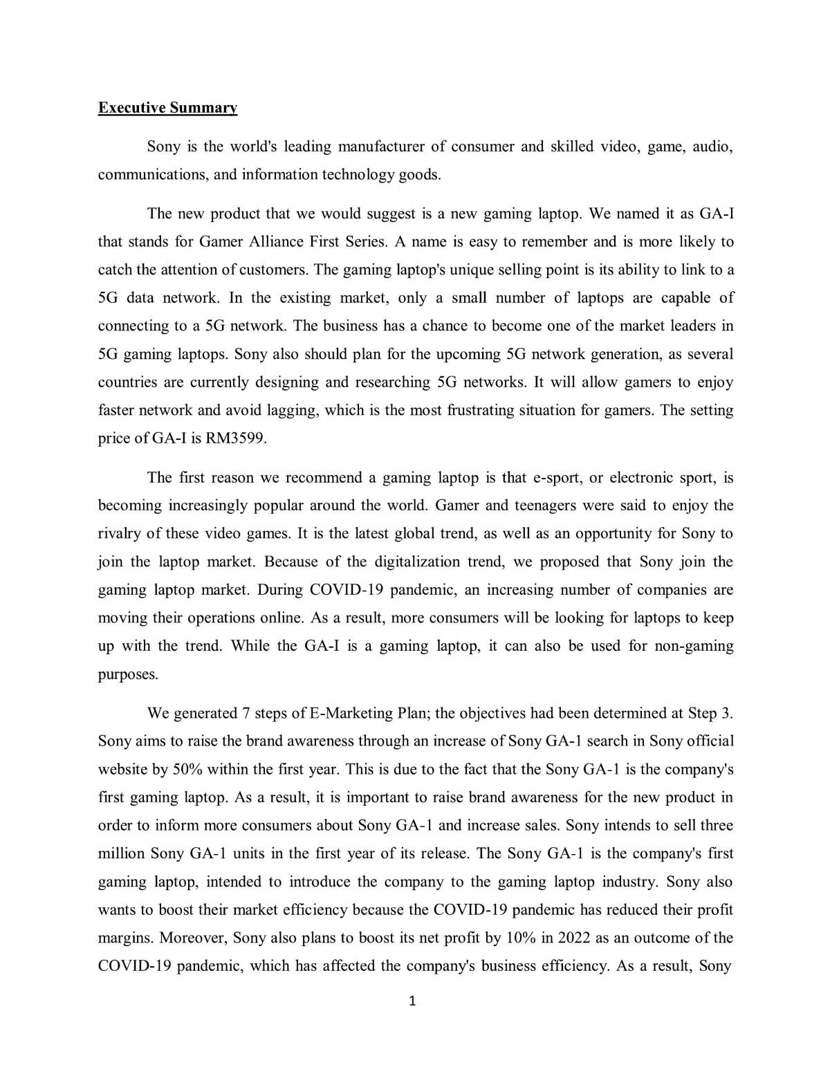  Electronic Marketing Assignment  - Page 1