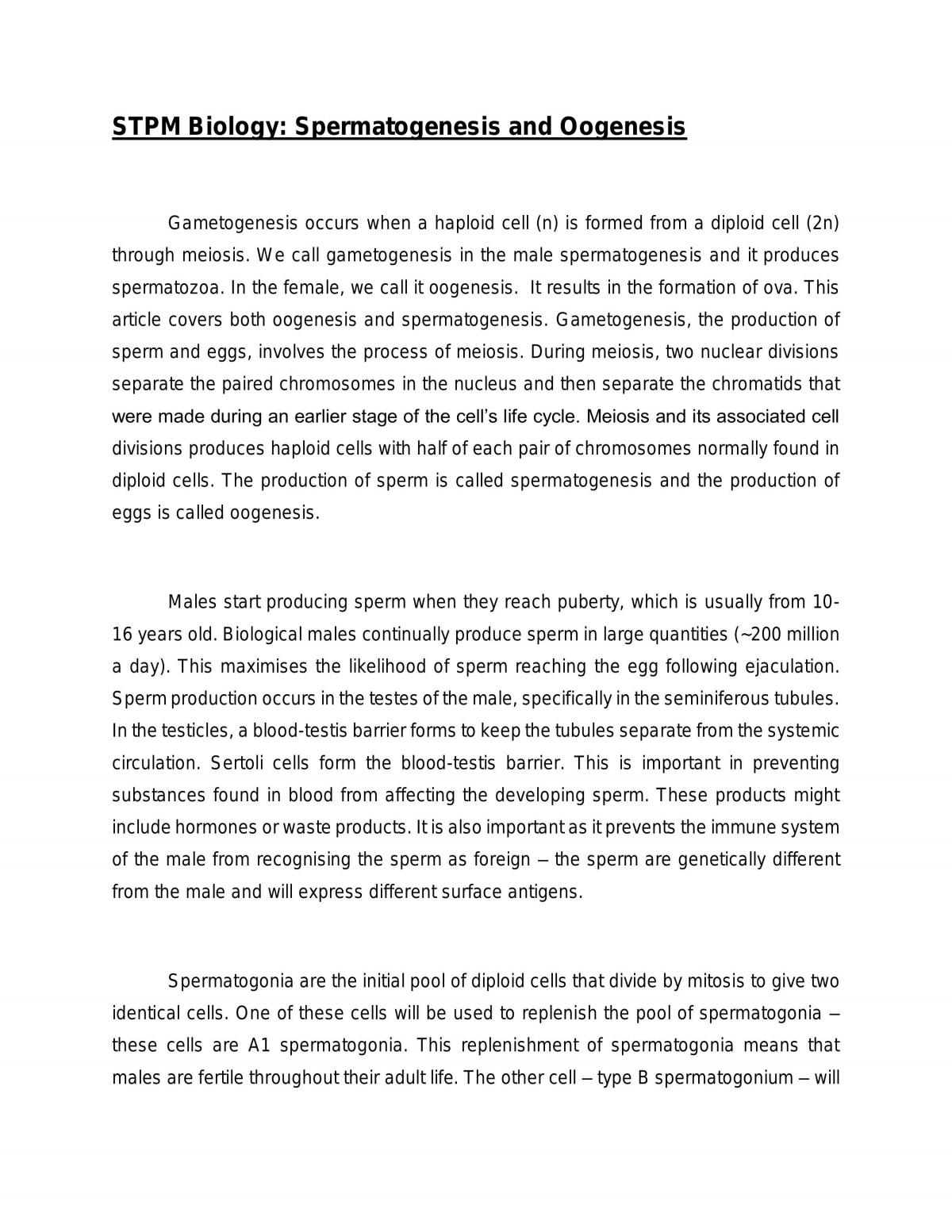 Spermatogenesis and Oogenesis - Page 1
