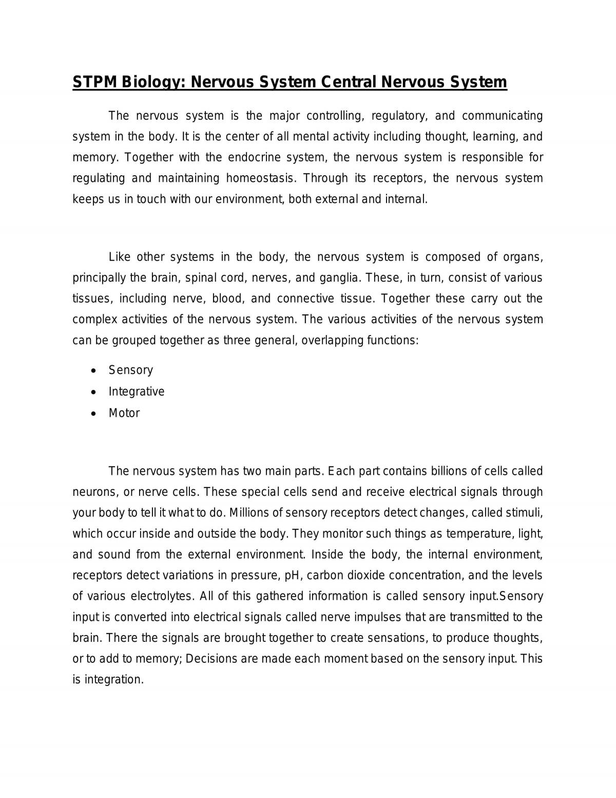 Nervous System: Central Nervous System - Page 1