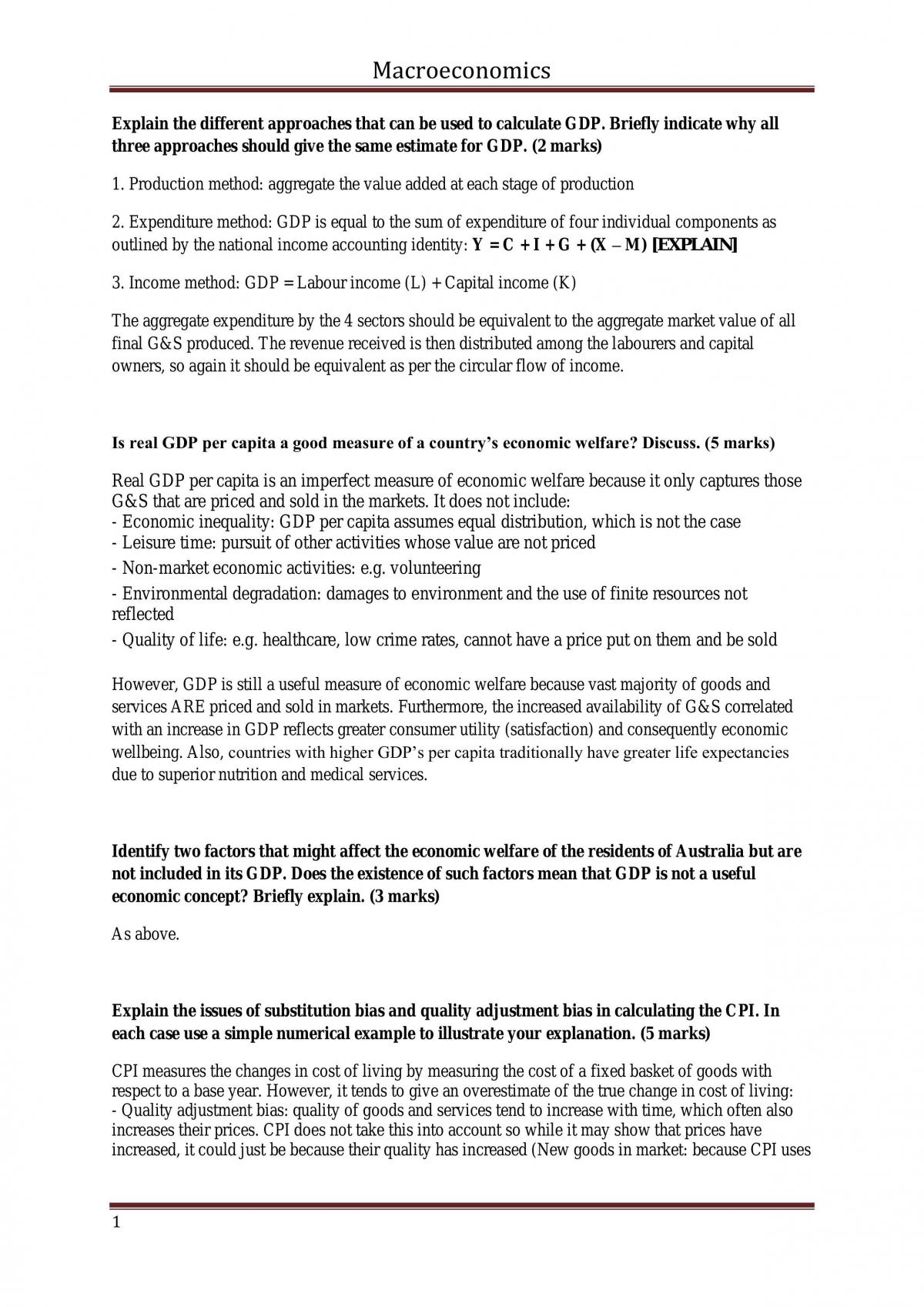 ECON1102 Macroeconomics Notes - Page 1