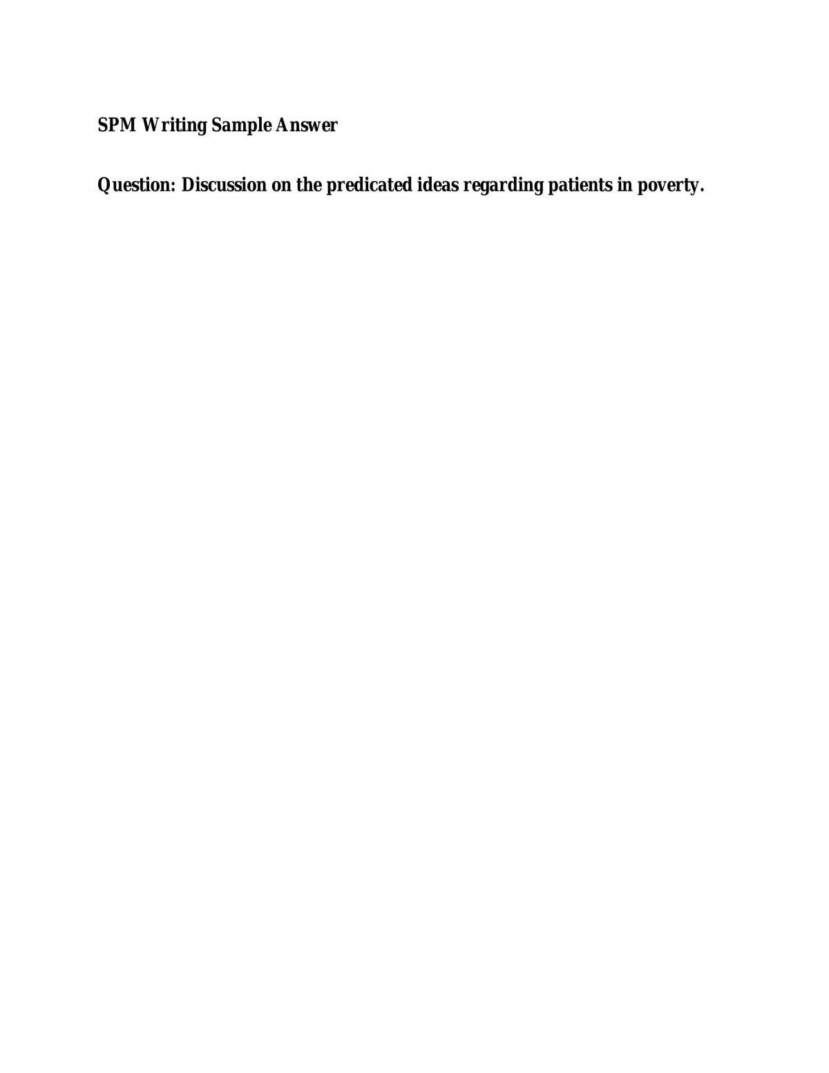 Predicated ideas regarding patients in poverty. - Page 1