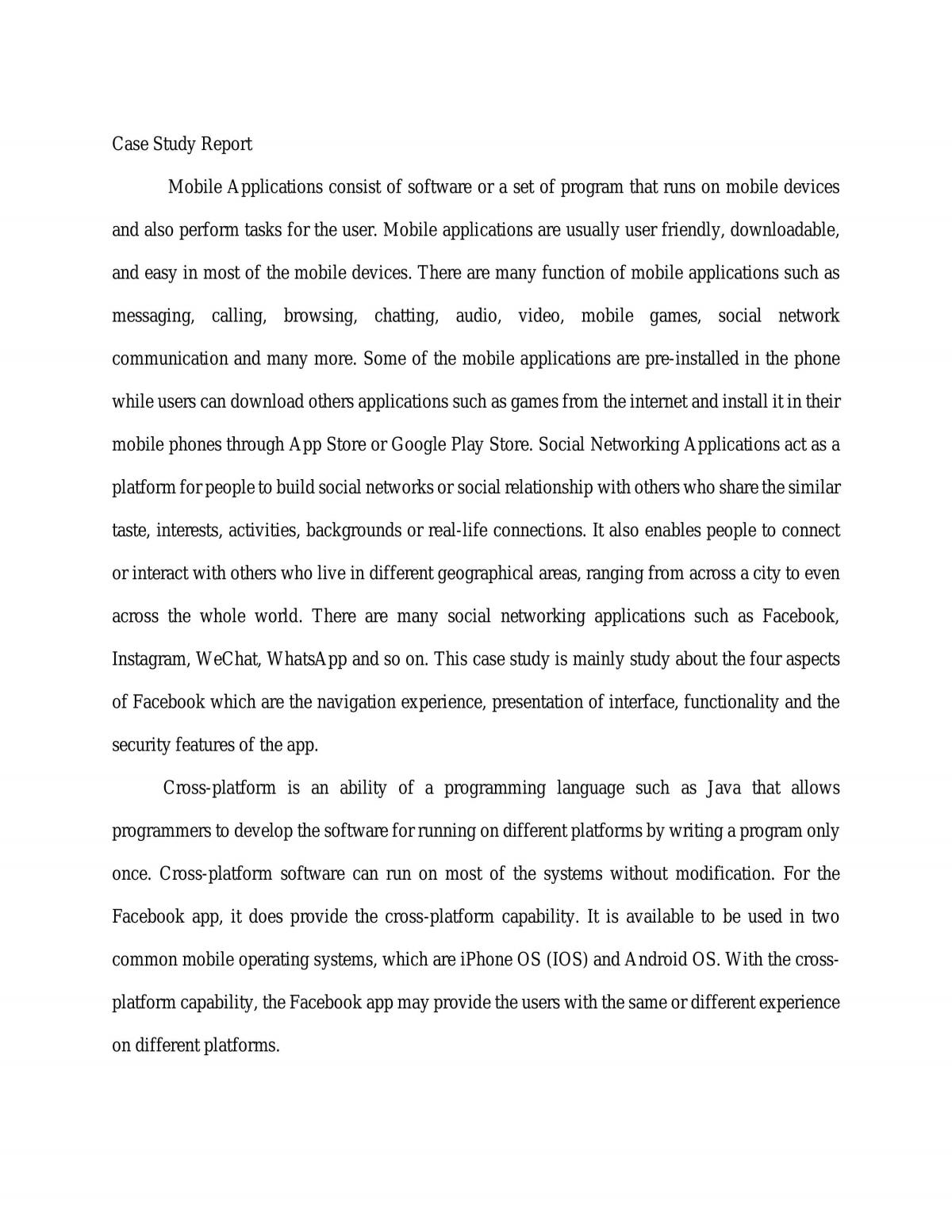Project discussing case study on mobile applications - Page 1