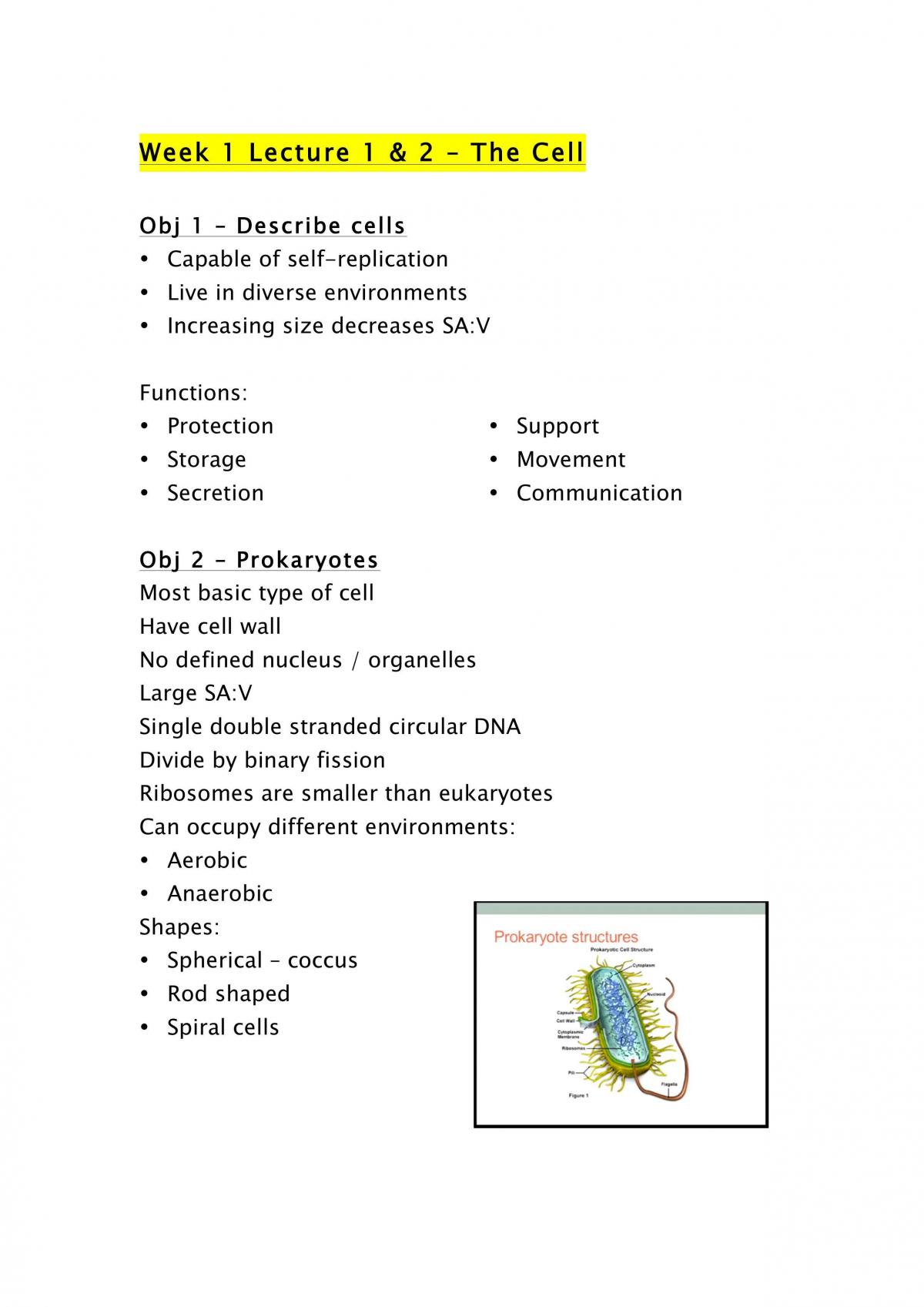 Biology of the Cell Study Notes - Page 1