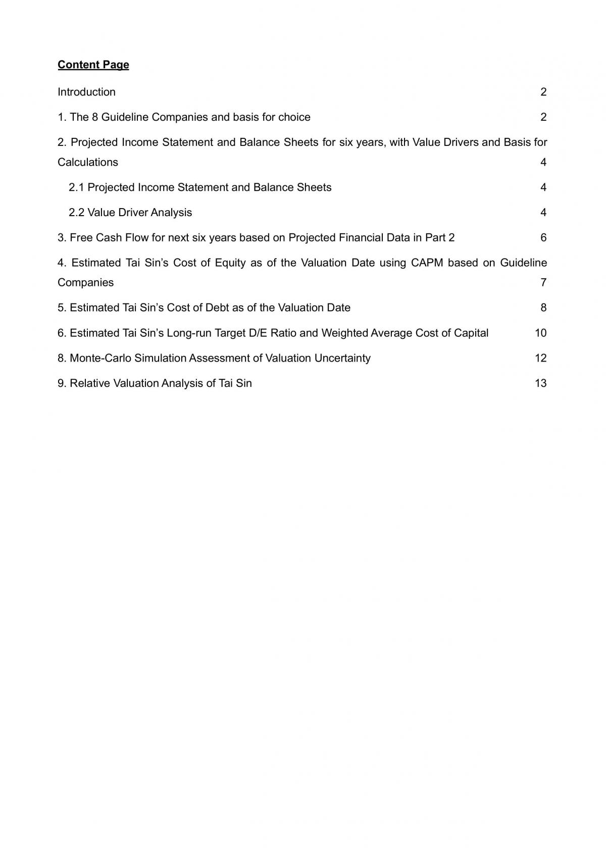 Tai Sin Electric Valuation - Page 1