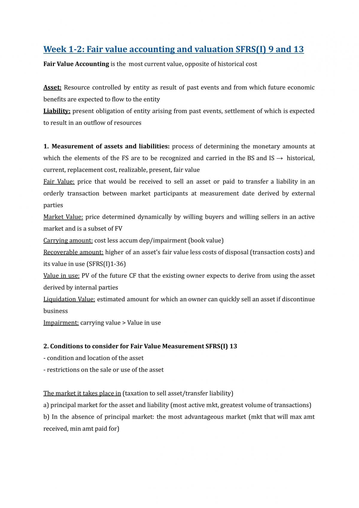 ACC3705 Valuation Notes - Page 1