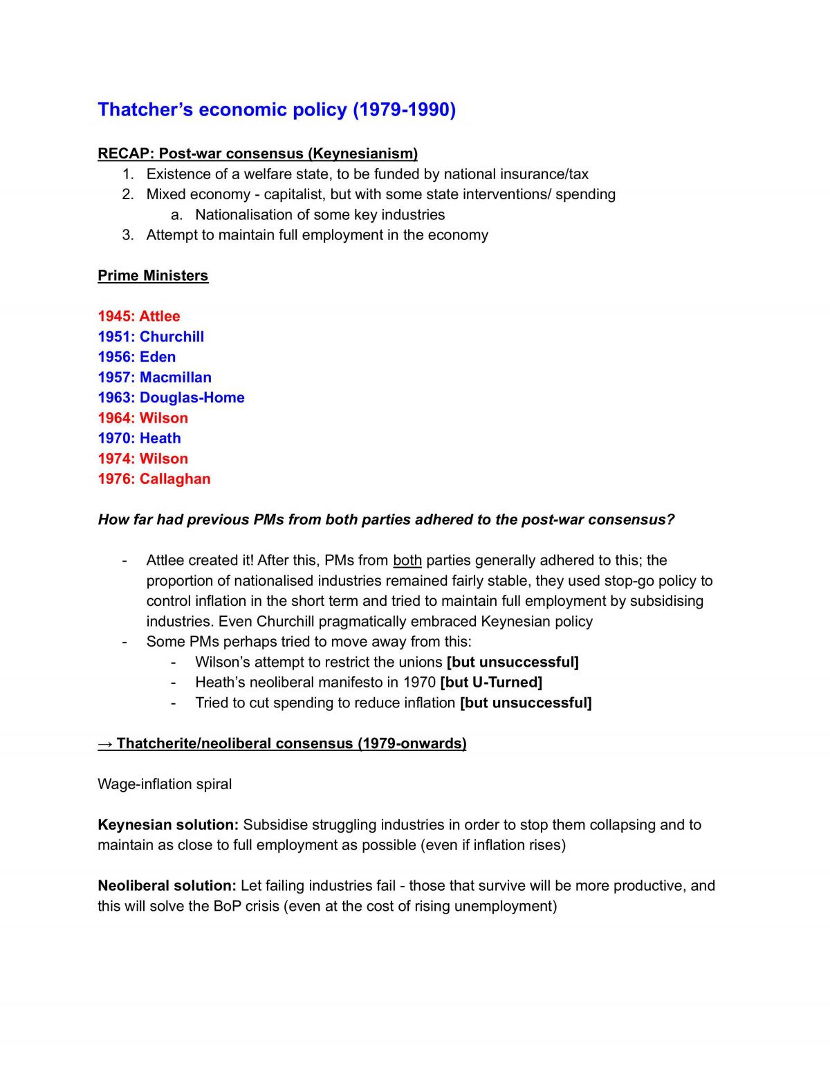 Britian (1979-1990) Complete Study Notes - Page 1
