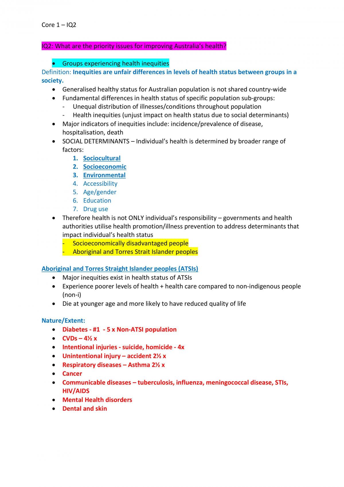 Core 1 IQ2 Study Notes - Page 1