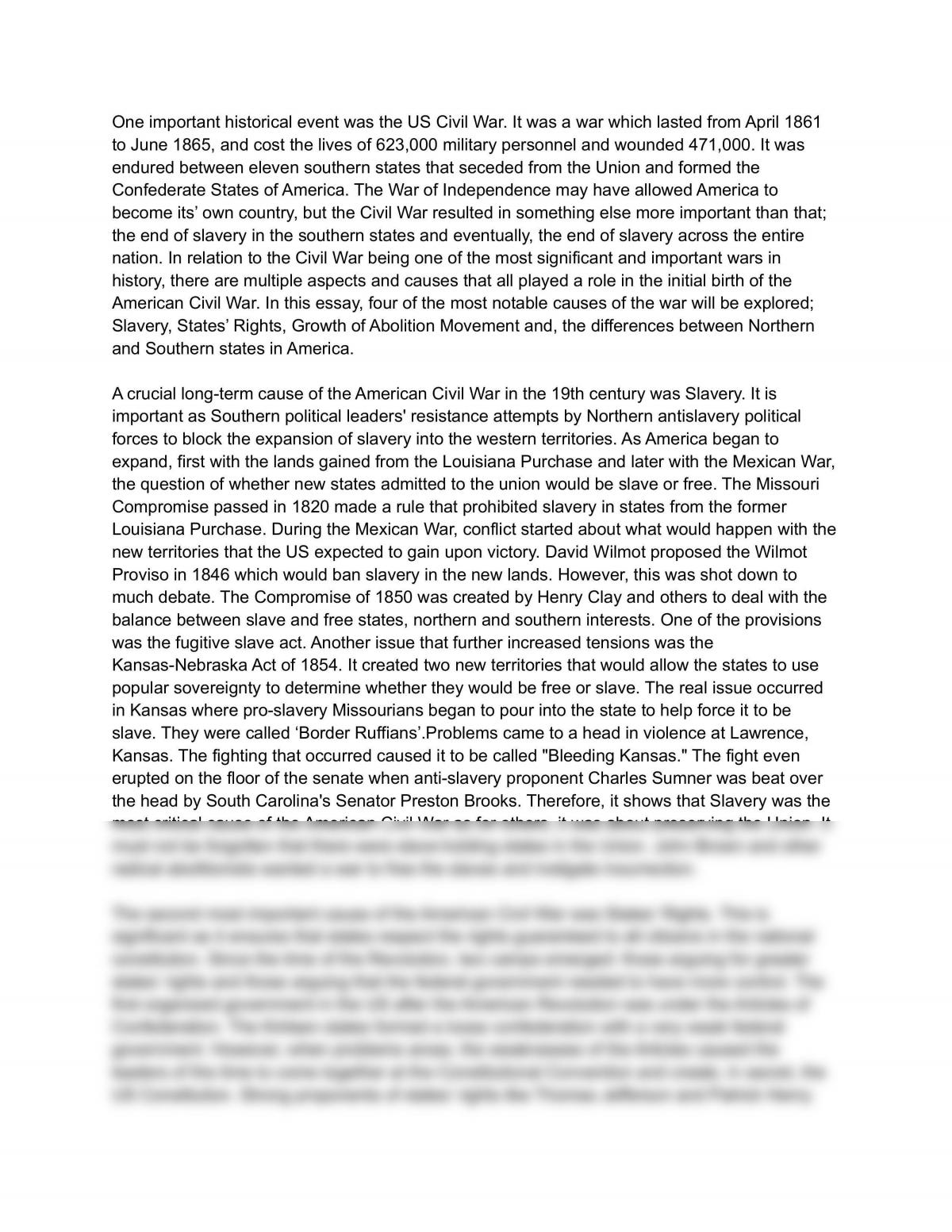causes of the civil war essay pdf