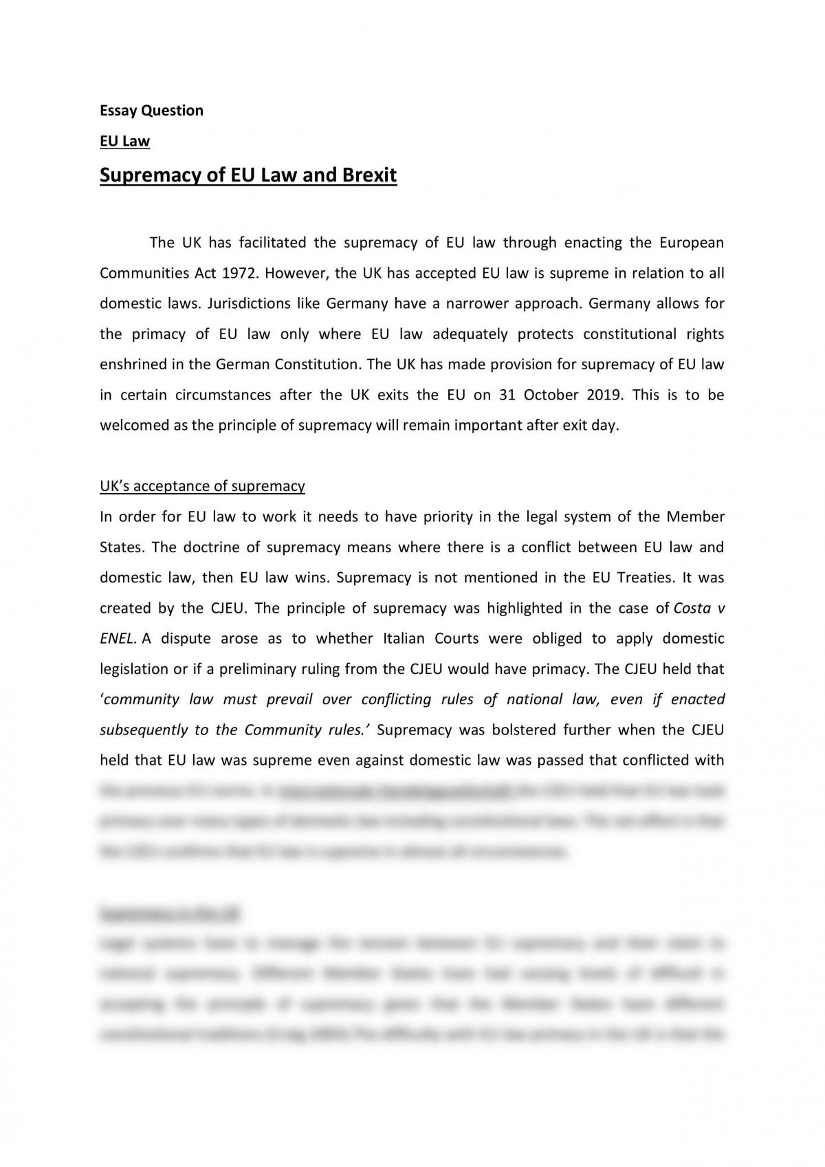Supremacy of EU Law and Brexit - Page 1