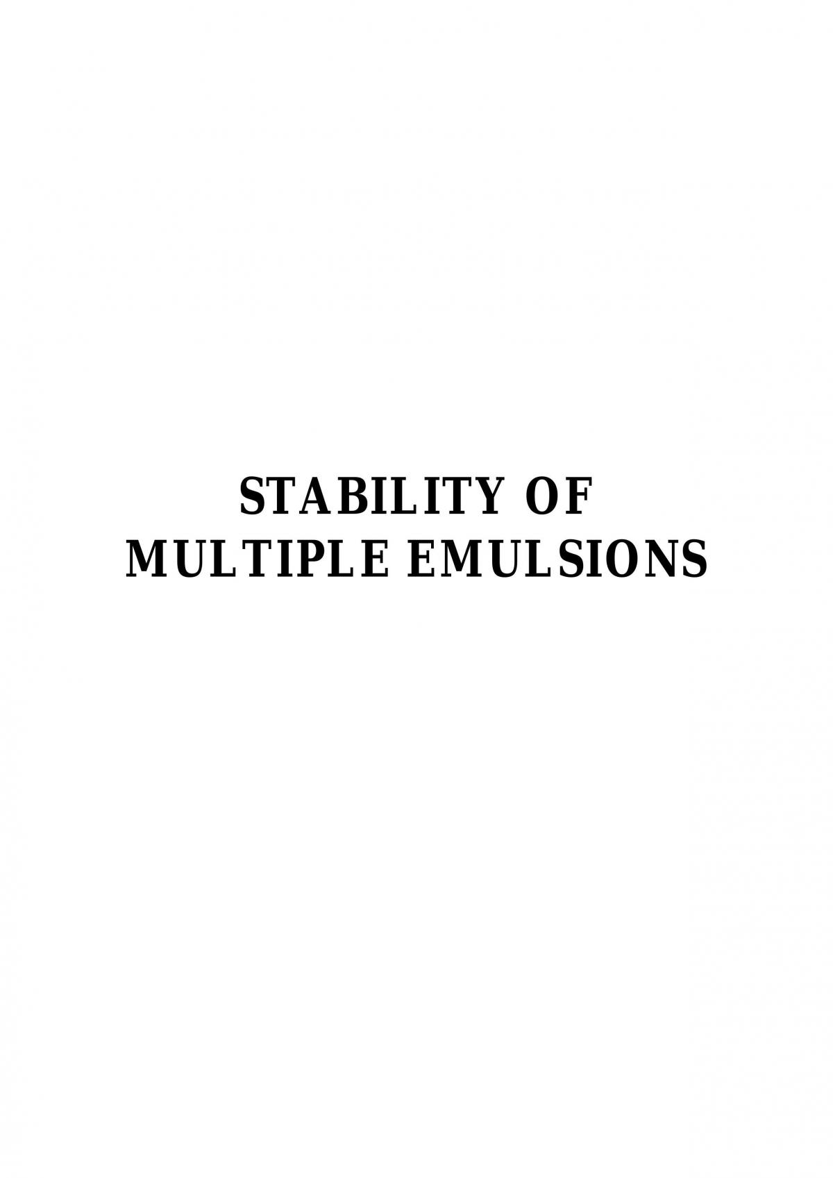 Stability of Multiple Emulsions - Page 1