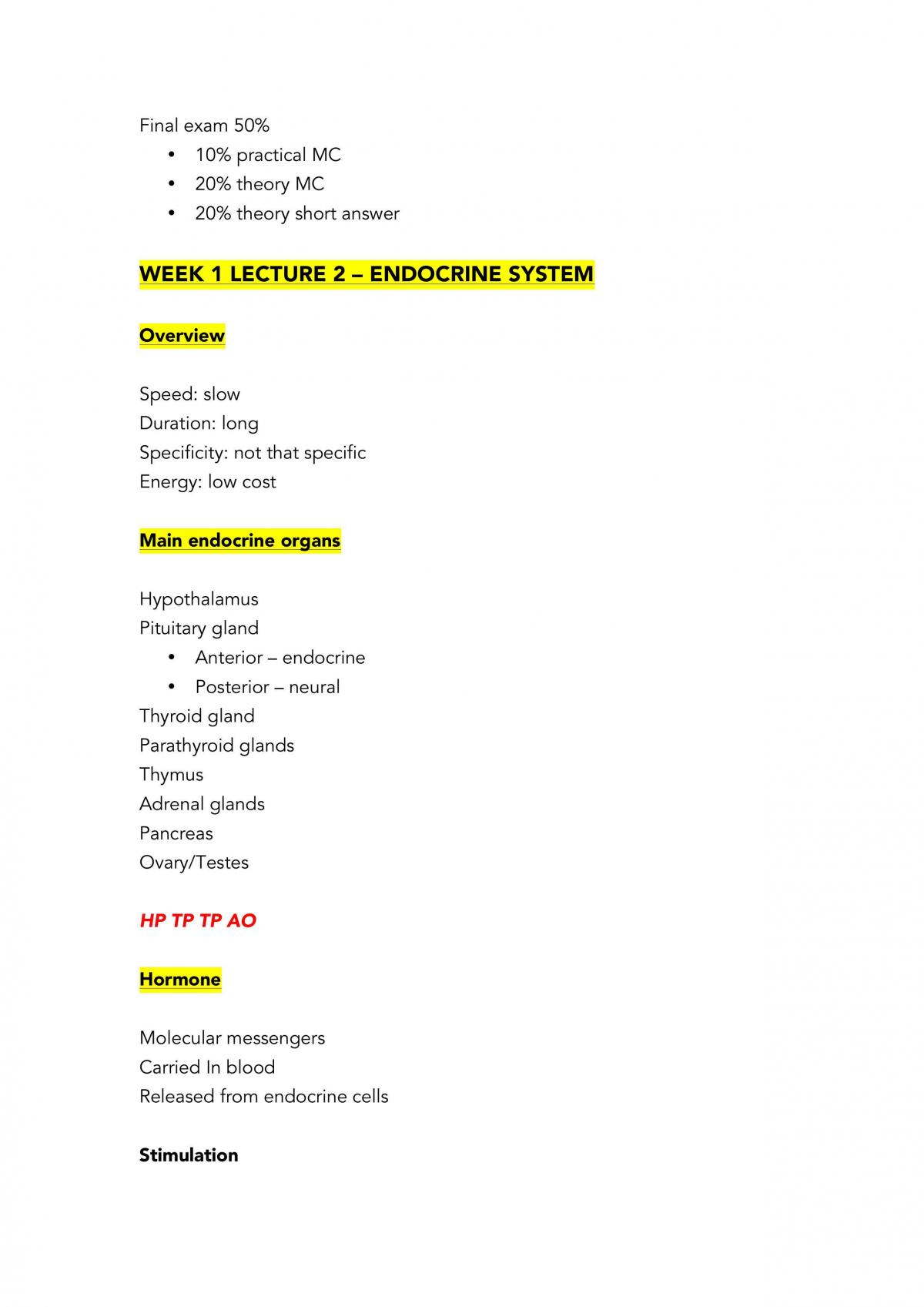 Human Physiology 2 Module 1-4 Notes - Page 1