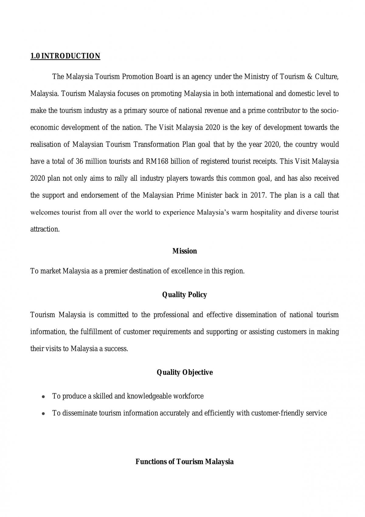Tourism Malaysia Analysis - Page 1