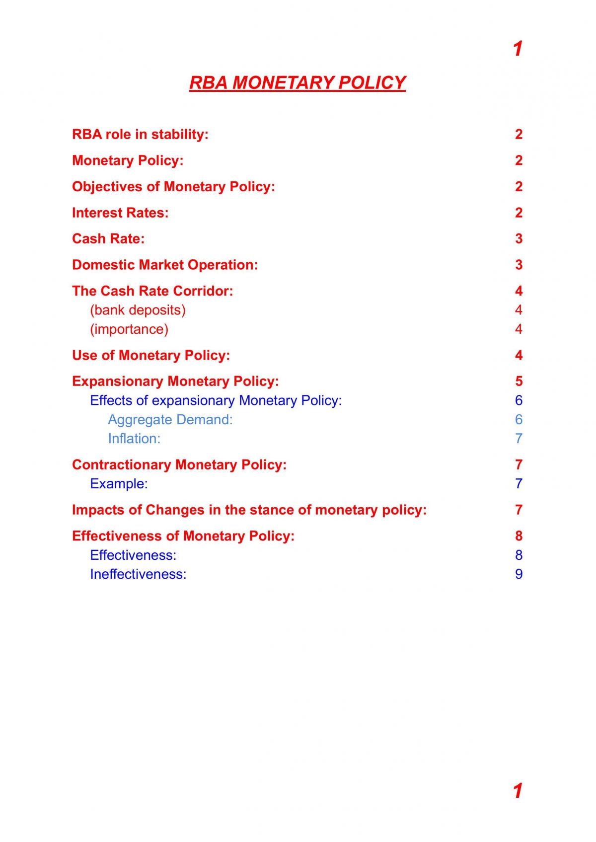 Extensive Notes on Monetary Policy - Page 1