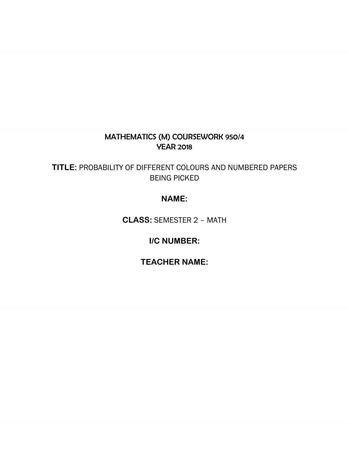 Probability of different colours and numbered papers being picked - Page 1
