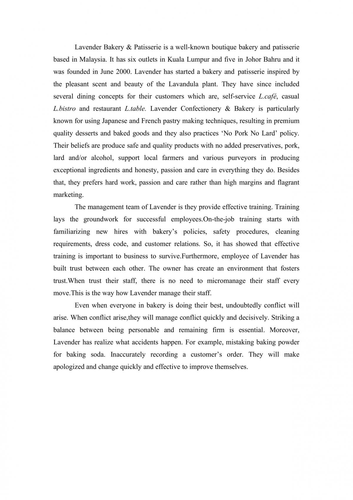 Principles of marketing - Lavender Bakery - Page 1