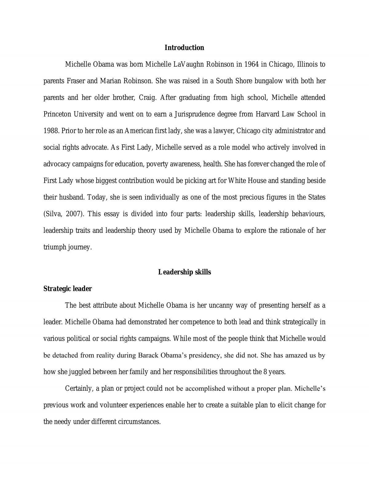 Critical essay - Michelle Obama - Page 1