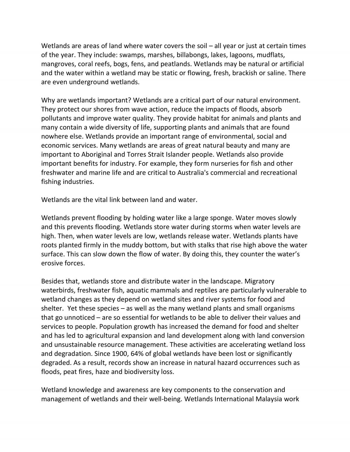 The importance of Wetlands  - Page 2