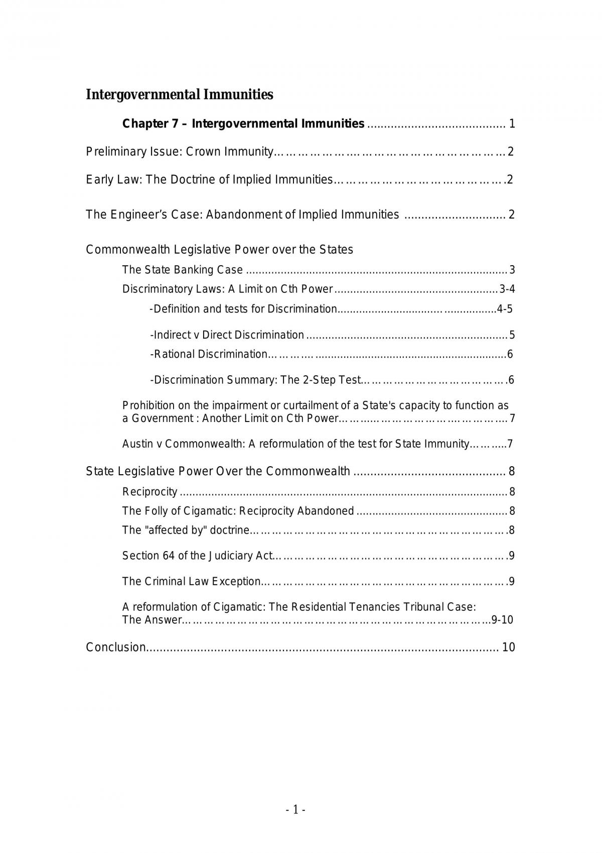 Intergovernmental Immunities - Page 1