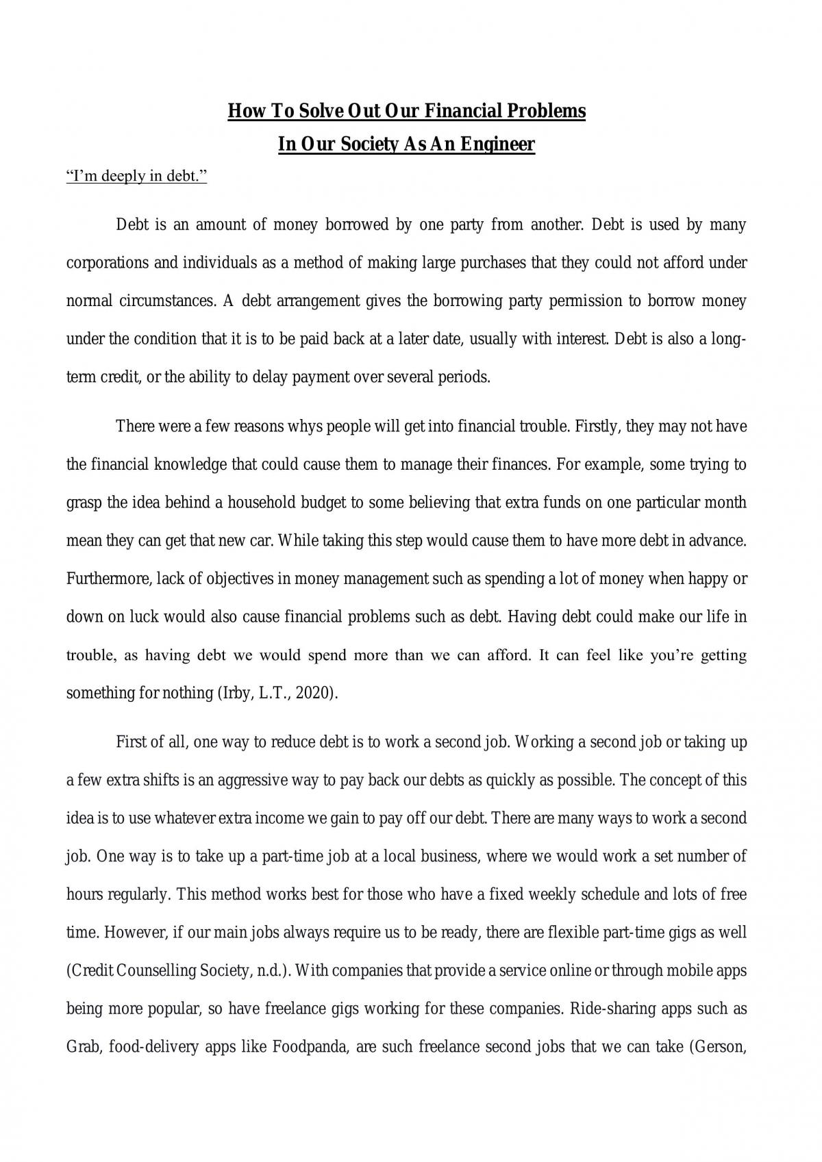 Financial debt - Page 1