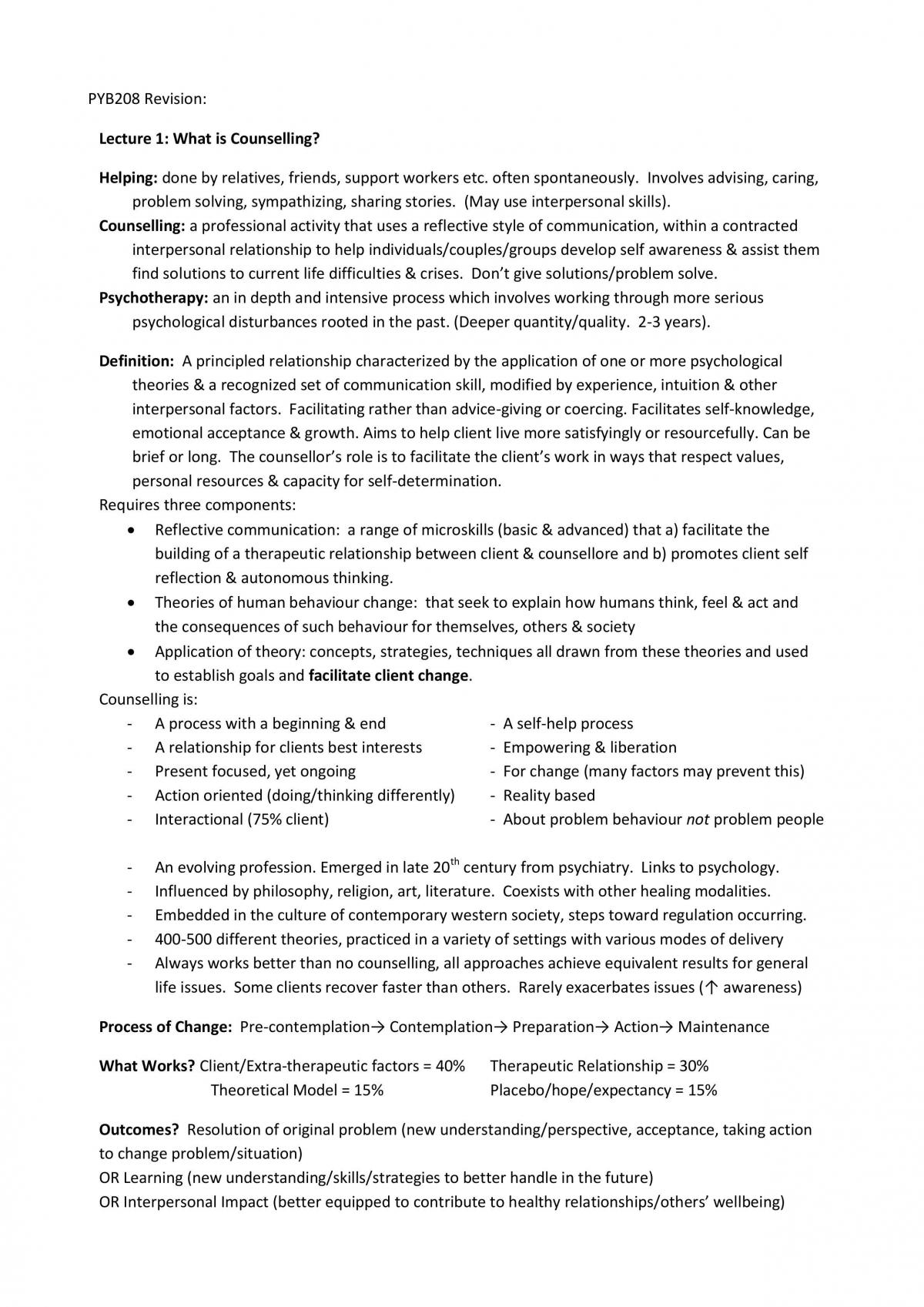 Counselling, Theory & Practice Notes - Page 1