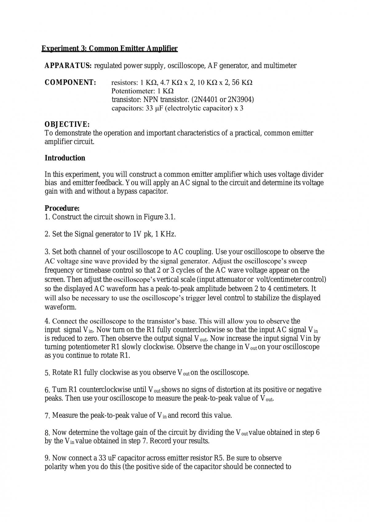 Common Emitter Amplifier - Page 1