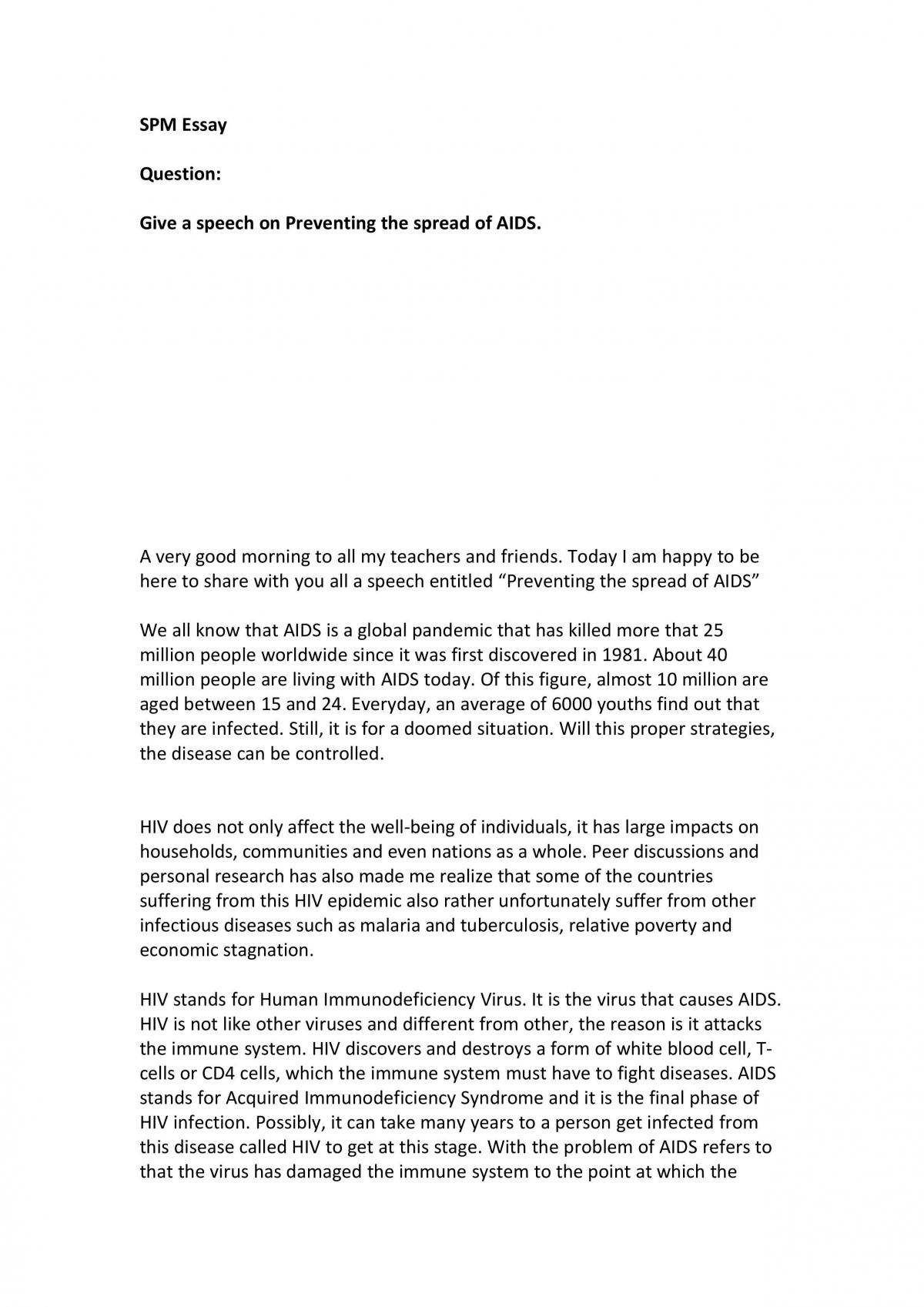 Essay: Preventing the spread of AIDS - Page 1