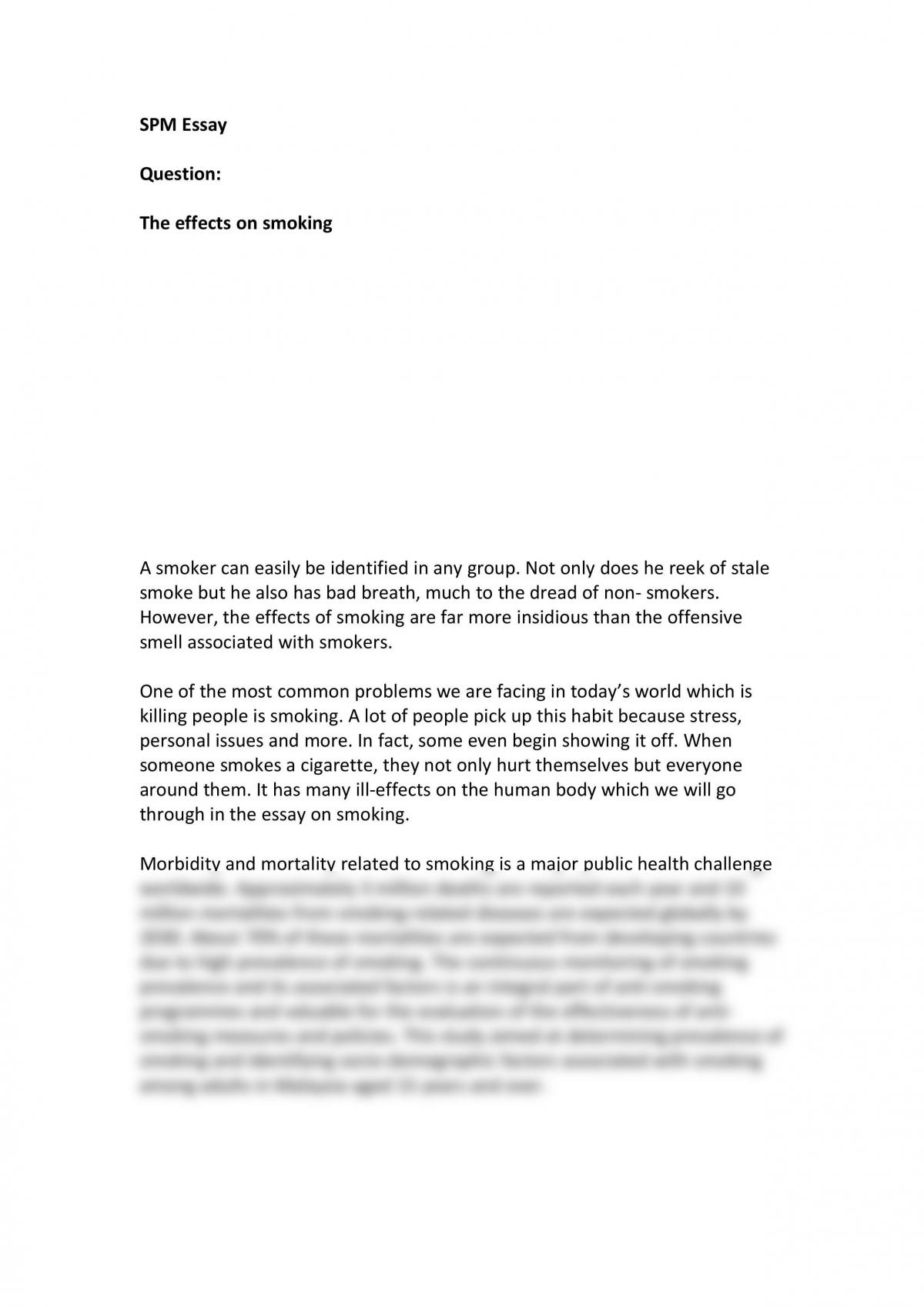 simple essay on effects of smoking