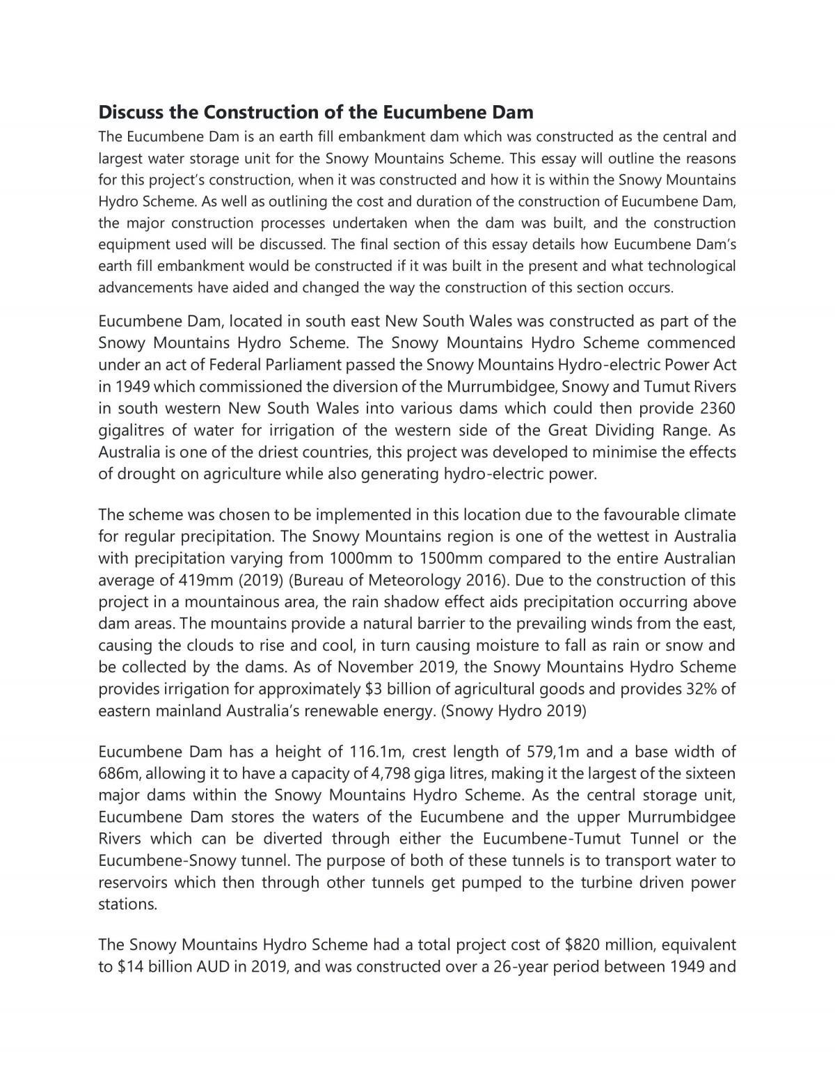 The Construction of the Eucumbene Dam - Page 1
