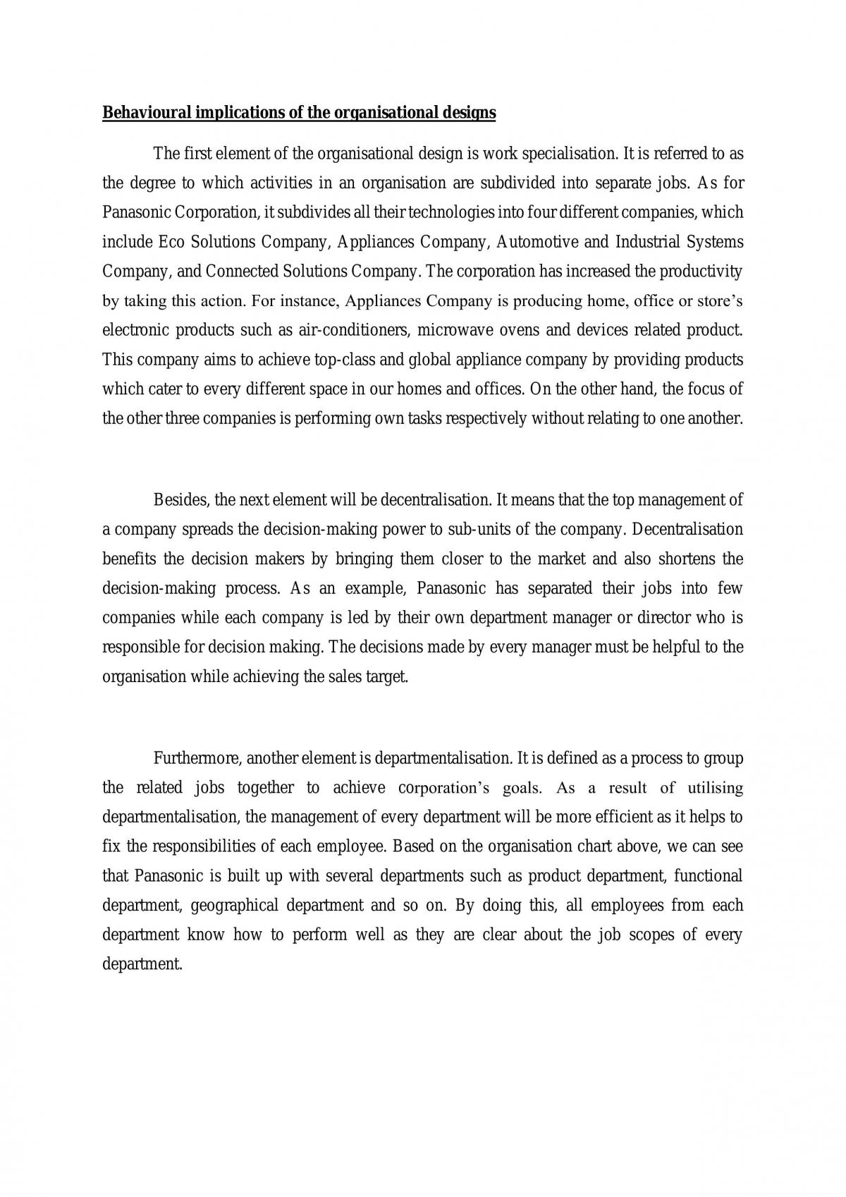 Organizational Behavior of Panasonic - Page 1