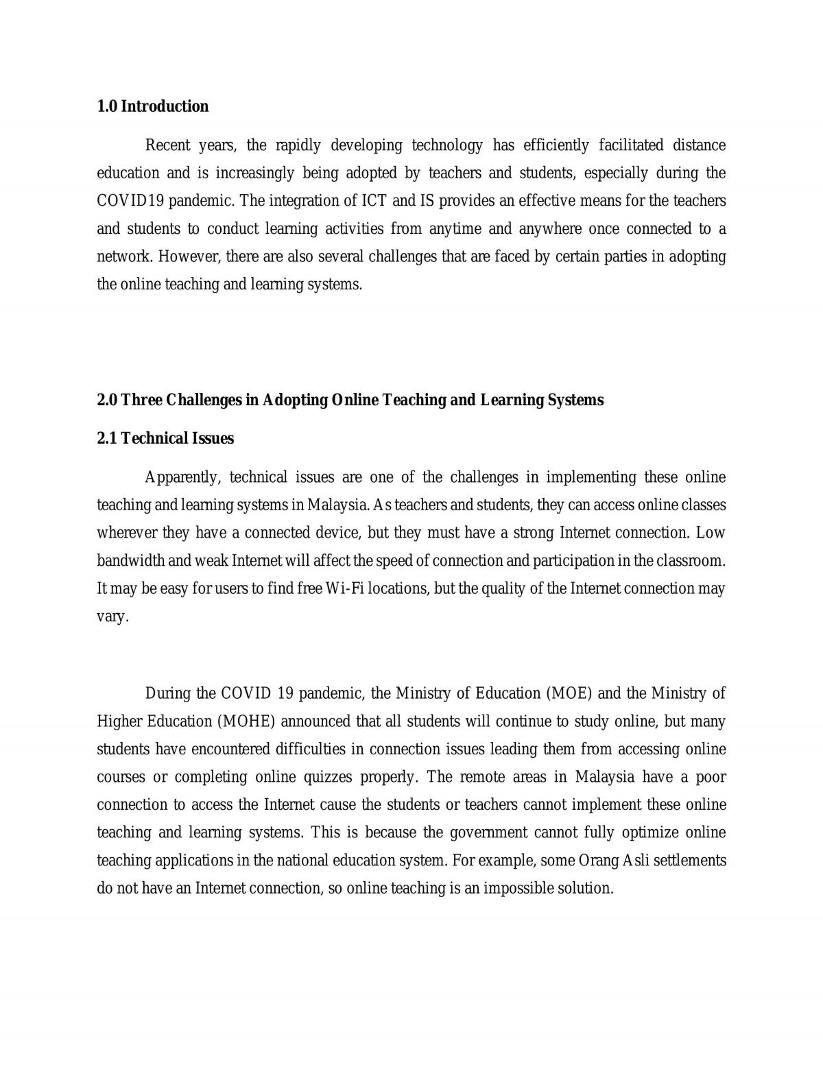 Challenges and Recommendations on Adopting Online Learning and Teaching - Page 1