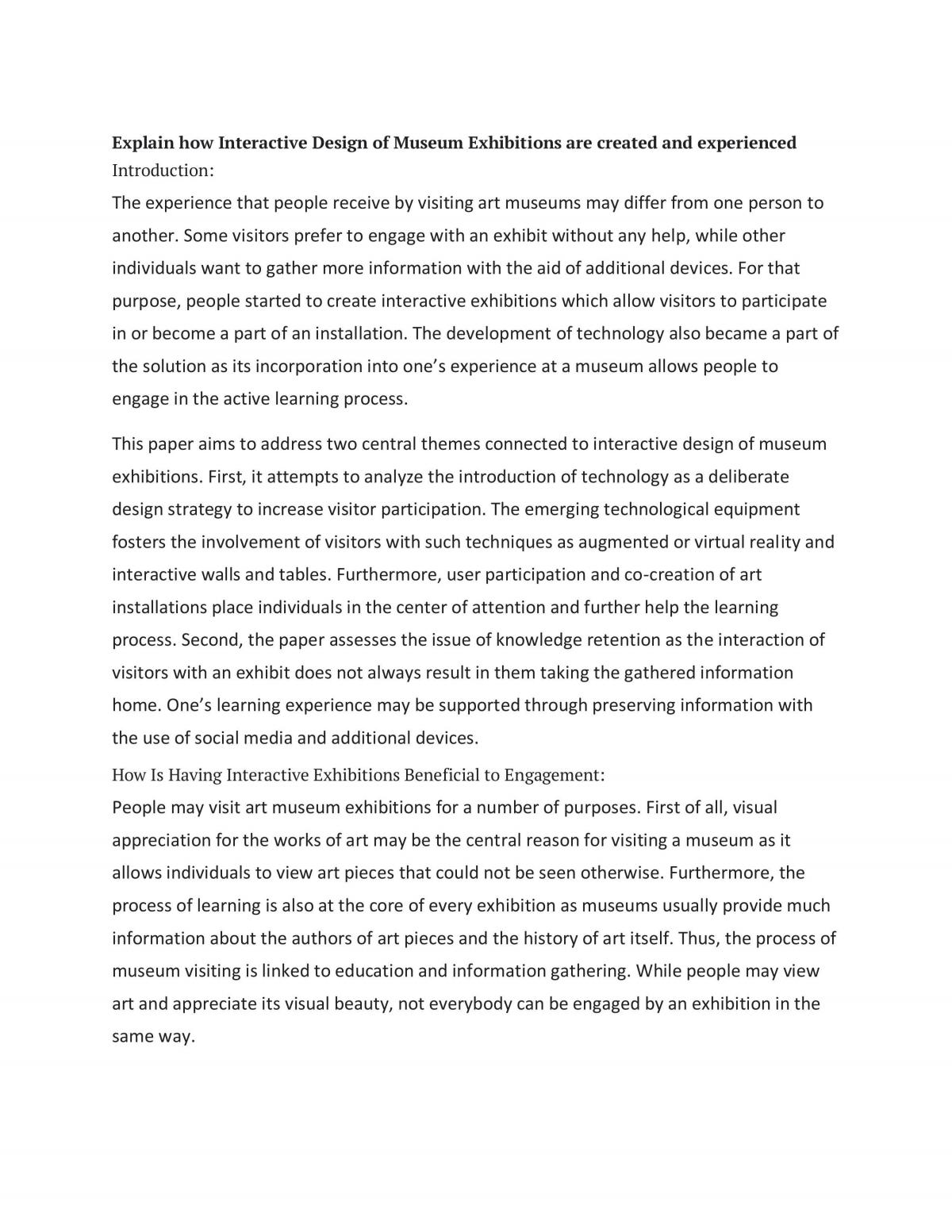 Interactive Design of Museum Exhibitions are created and experienced - Page 1