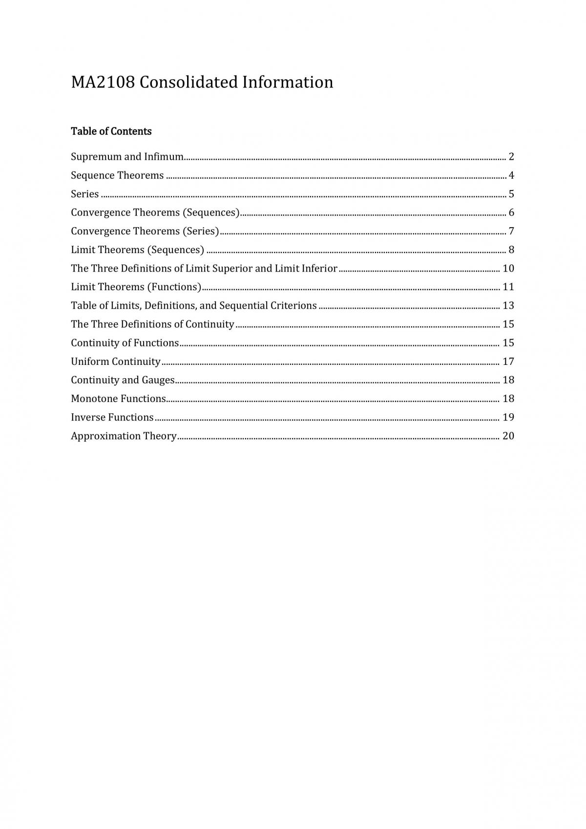 MA2108 Consolidated Notes  - Page 1