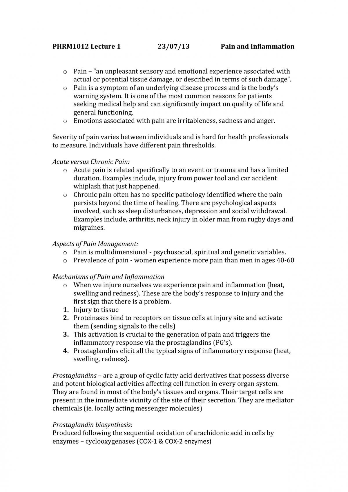 Study Notes for PHRM1012 - Page 1