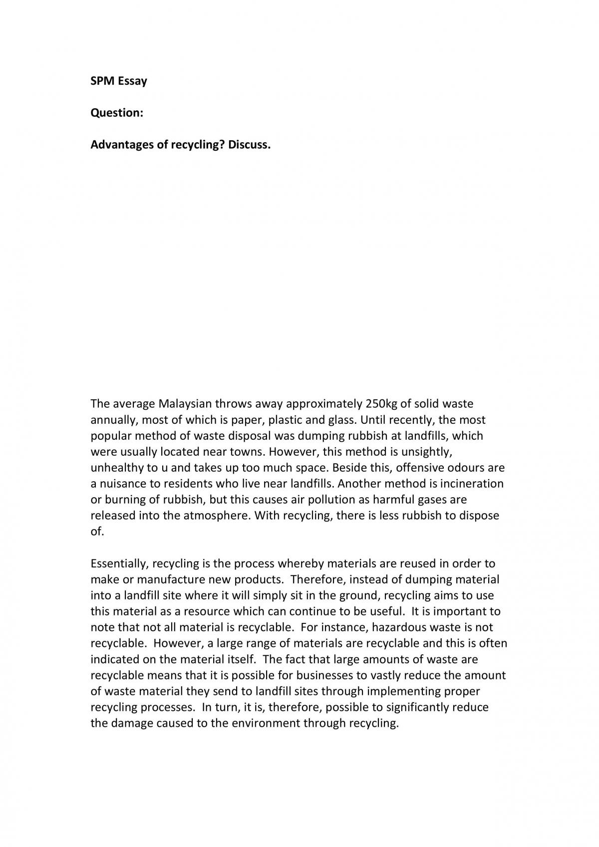 Advantages of recycling - Page 1