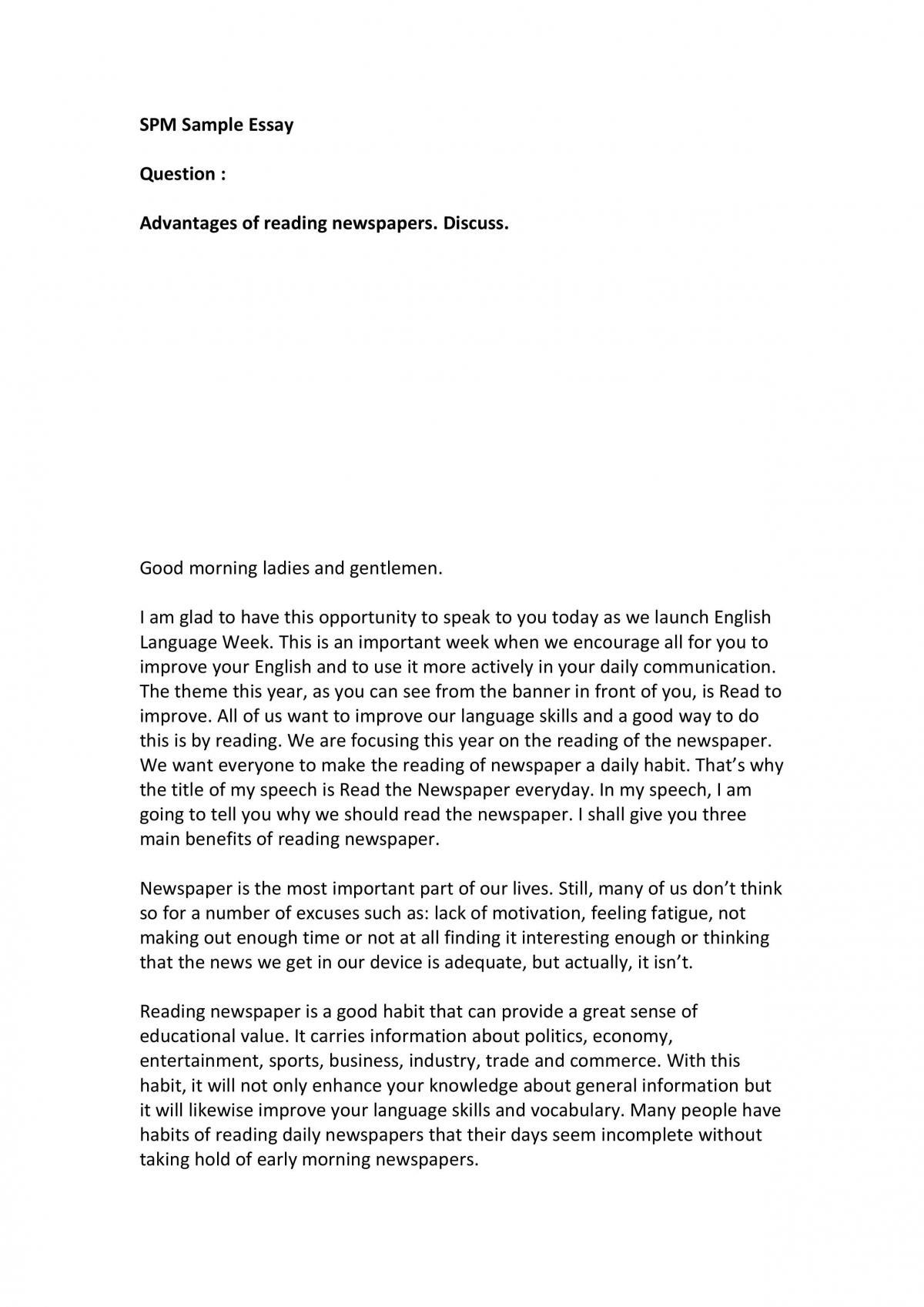 Advantages of reading newspaper  - Page 1