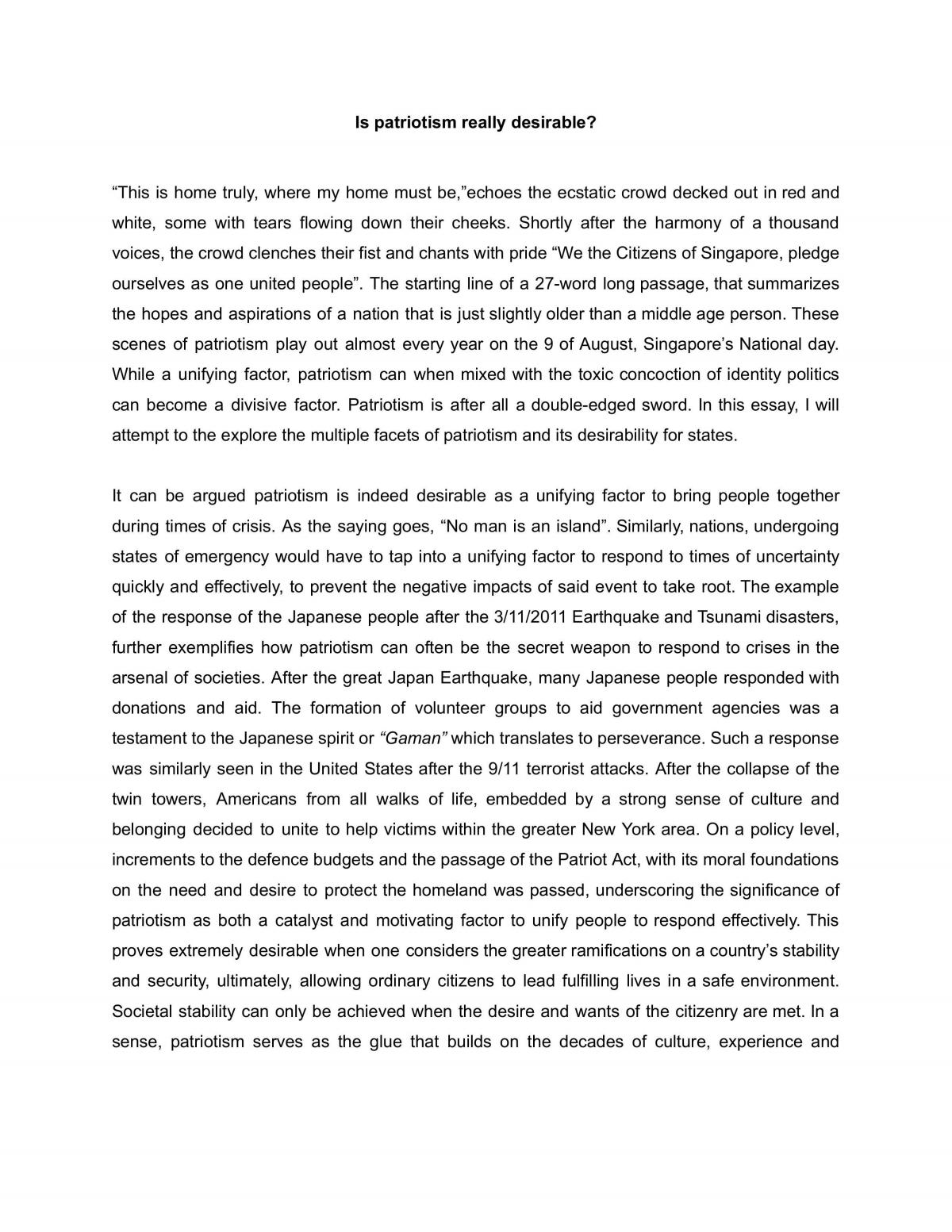Is patriotism desirable?  - Page 1