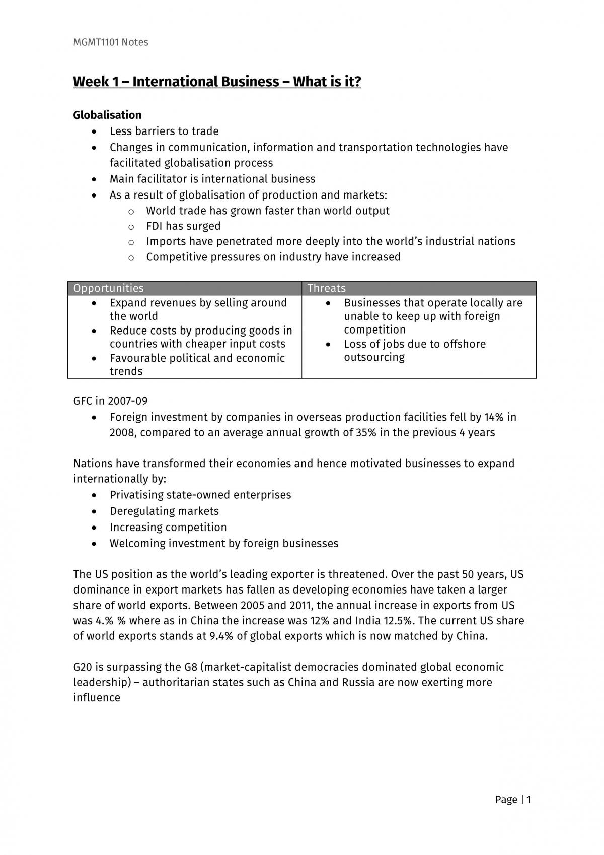MGMT1101 Course Notes - Page 1