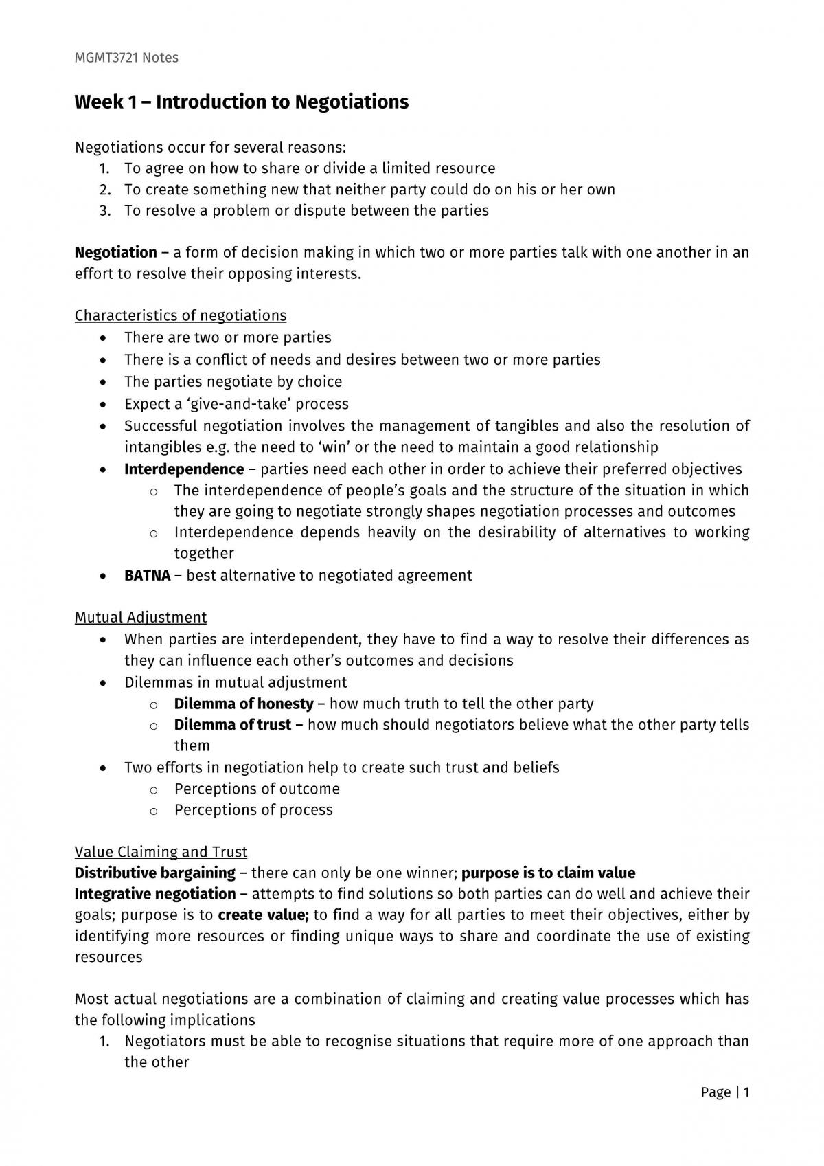 MGMT371 Course Notes - Page 1
