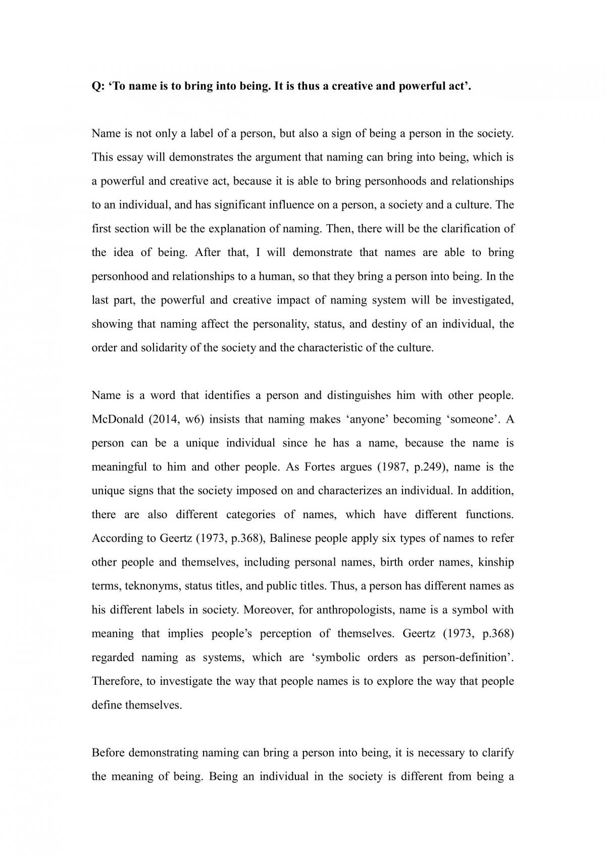 ANTH1001 Essay - Page 1